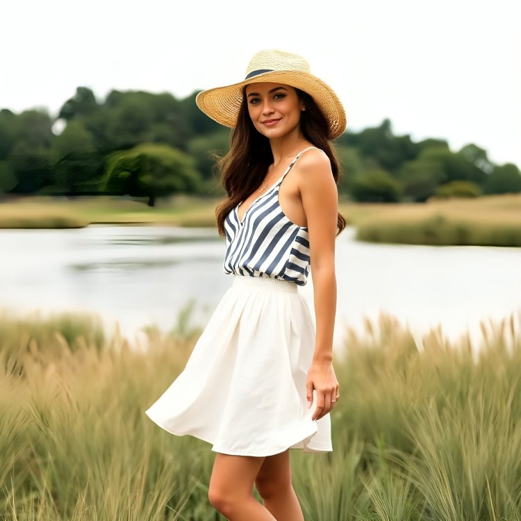 striped swimsuit